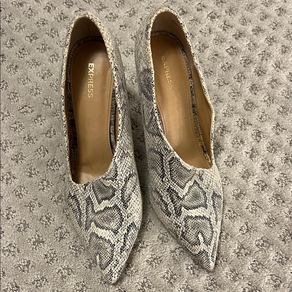 Express Snakeskin Pattern Heels - Black and White
